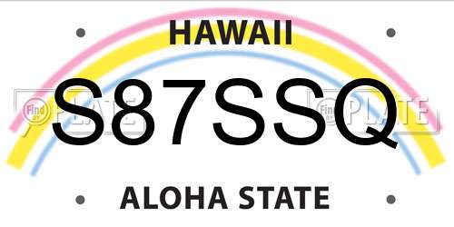 S87SSQ Hawaii License Plate