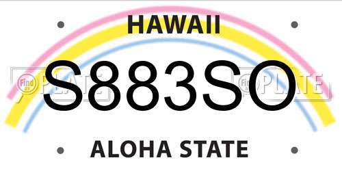 S883SO Hawaii License Plate