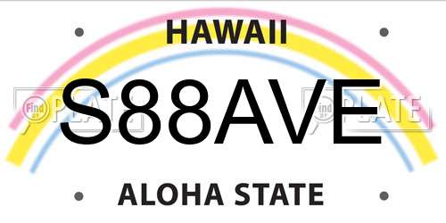 S88AVE Hawaii License Plate
