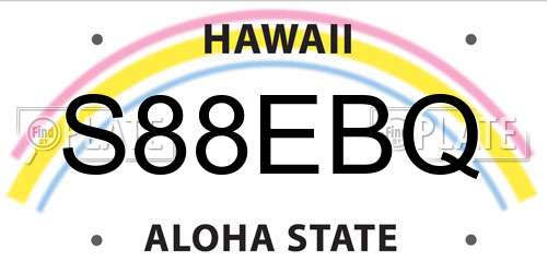 S88EBQ Hawaii License Plate