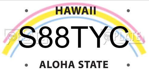 S88TYC Hawaii License Plate