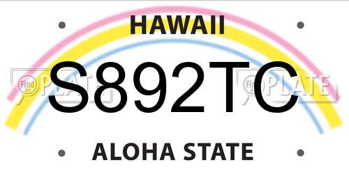 S892TC Hawaii License Plate