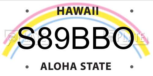 S89BBO Hawaii License Plate