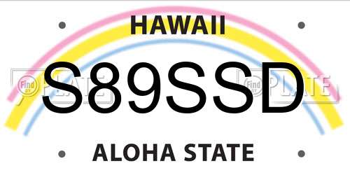 S89SSD Hawaii License Plate