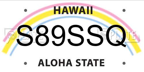 S89SSQ Hawaii License Plate