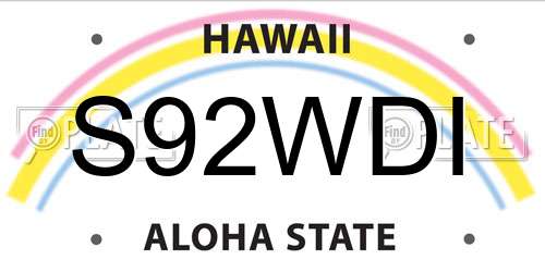 S92WDI Hawaii License Plate