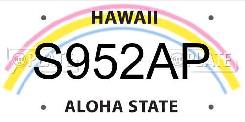 S952AP Hawaii License Plate