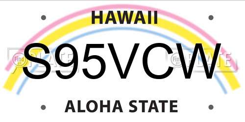 S95VCW Hawaii License Plate