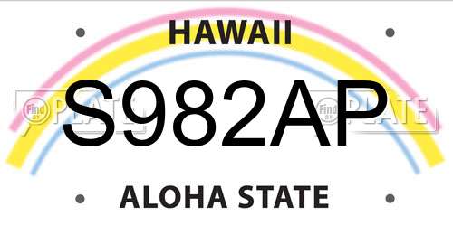S982AP Hawaii License Plate