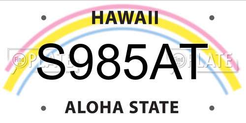 S985AT Hawaii License Plate