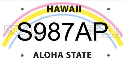 S987AP Hawaii License Plate