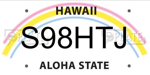 S98HTJ Hawaii License Plate
