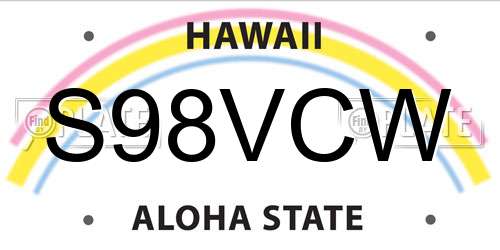 S98VCW Hawaii License Plate