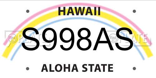 S998AS Hawaii License Plate