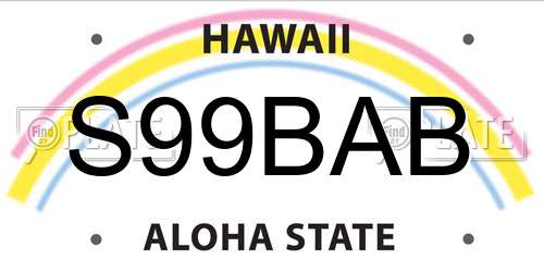 S99BAB Hawaii License Plate