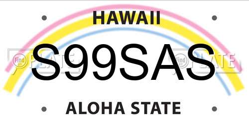 S99SAS Hawaii License Plate
