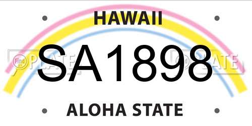 SA1898 Hawaii License Plate