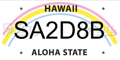 SA2D8B Hawaii License Plate