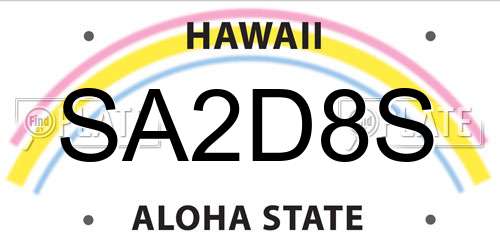 SA2D8S Hawaii License Plate