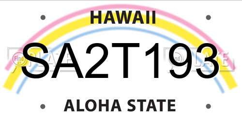 SA2T193 Hawaii License Plate