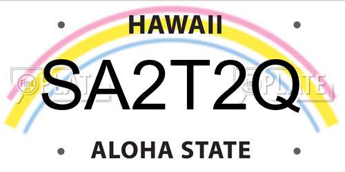 SA2T2Q Hawaii License Plate