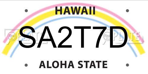 SA2T7D Hawaii License Plate