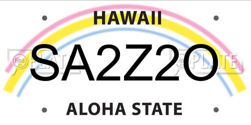 SA2Z2O Hawaii License Plate