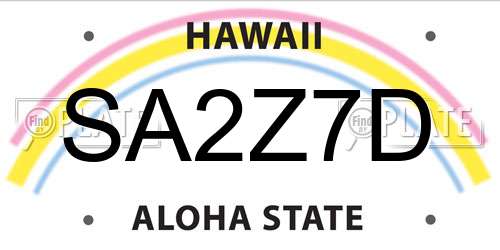 SA2Z7D Hawaii License Plate