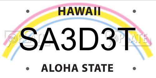 SA3D3T Hawaii License Plate