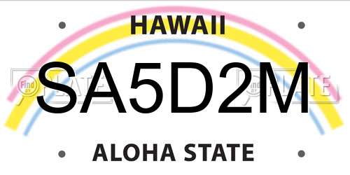 SA5D2M Hawaii License Plate