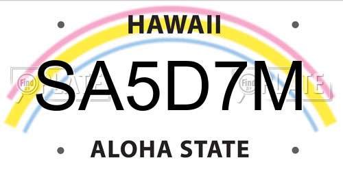SA5D7M Hawaii License Plate