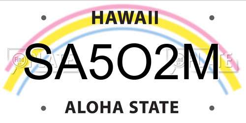 SA5O2M Hawaii License Plate