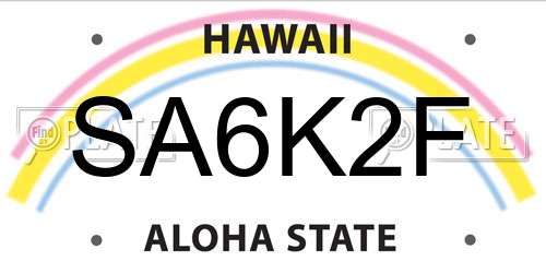 SA6K2F Hawaii License Plate