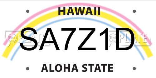SA7Z1D Hawaii License Plate