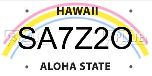 SA7Z2O Hawaii License Plate