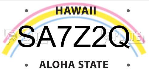 SA7Z2Q Hawaii License Plate
