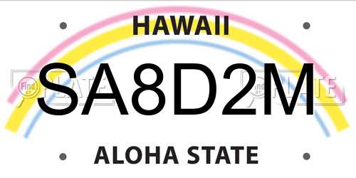 SA8D2M Hawaii License Plate