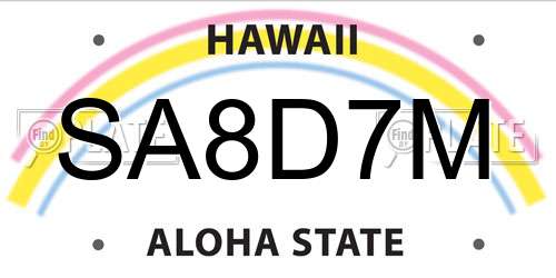 SA8D7M Hawaii License Plate