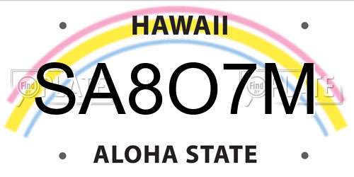 SA8O7M Hawaii License Plate