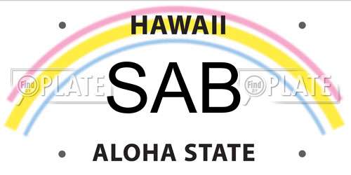 SAB Hawaii License Plate
