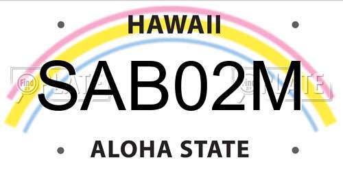 SAB02M Hawaii License Plate
