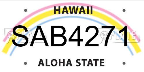 SAB4271 Hawaii License Plate