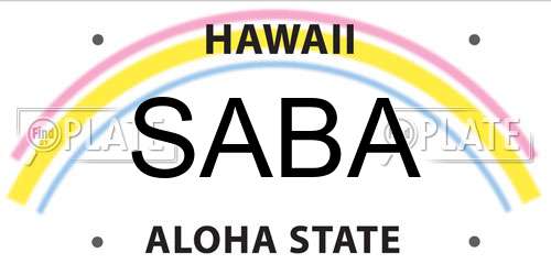 SABA Hawaii License Plate