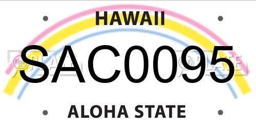 SAC0095 Hawaii License Plate
