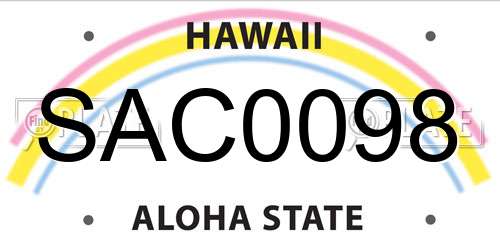 SAC0098 Hawaii License Plate