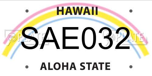 SAE032 Hawaii License Plate