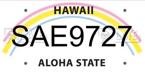 SAE9727 Hawaii License Plate