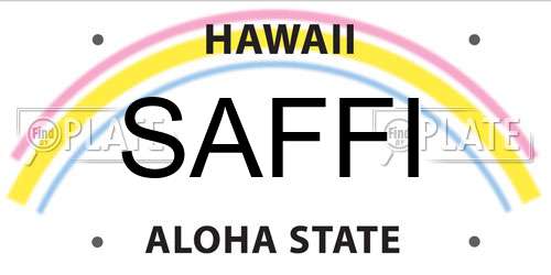 SAFFI Hawaii License Plate