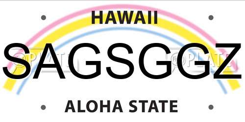 SAGSGGZ Hawaii License Plate