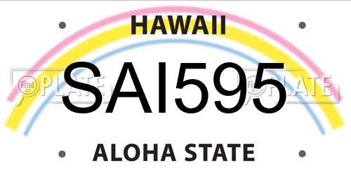 SAI595 Hawaii License Plate